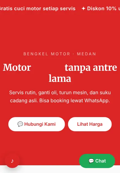 Contoh tampilan template Bengkel Jaya Motor