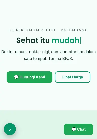 Contoh tampilan template Klinik Sehat Sentosa