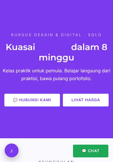 Contoh tampilan template Studio Maju