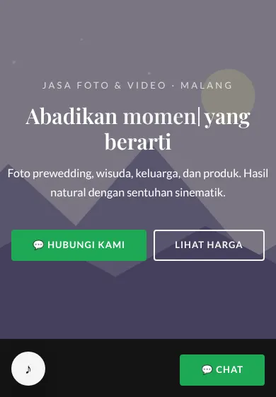 Contoh tampilan template Lensa Cerita