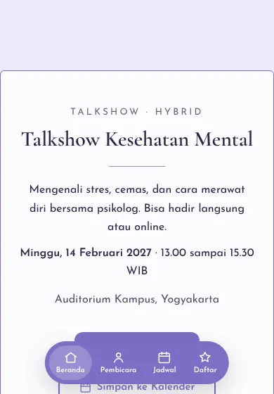 Contoh tampilan template Talkshow Kesehatan Mental