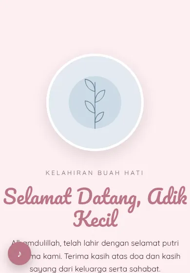 Contoh tampilan template Selamat Datang, Adik Kecil