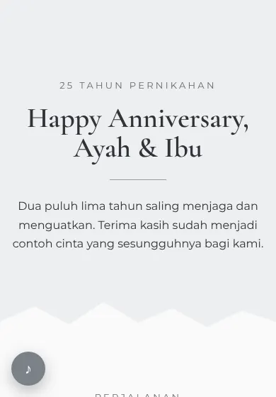 Contoh tampilan template Happy Anniversary, Ayah & Ibu