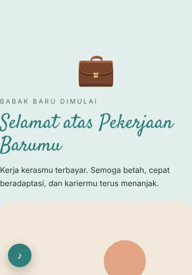 Contoh tampilan template Selamat atas Pekerjaan Barumu