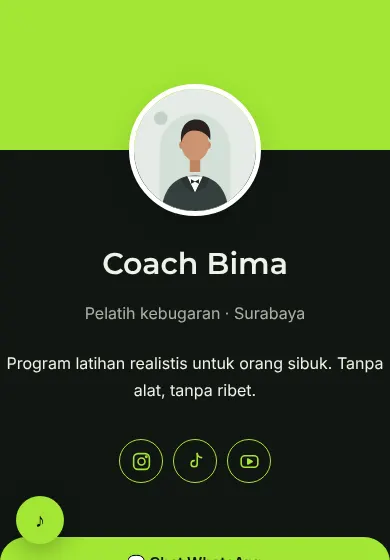 Contoh tampilan template Coach Bima