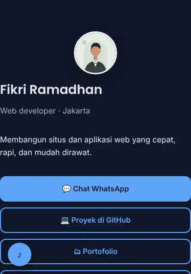 Contoh tampilan template Fikri Ramadhan