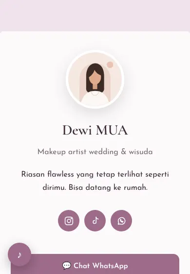 Contoh tampilan template Dewi MUA
