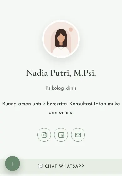 Contoh tampilan template Nadia Putri, M.Psi.
