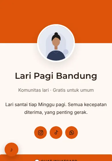 Contoh tampilan template Lari Pagi Bandung