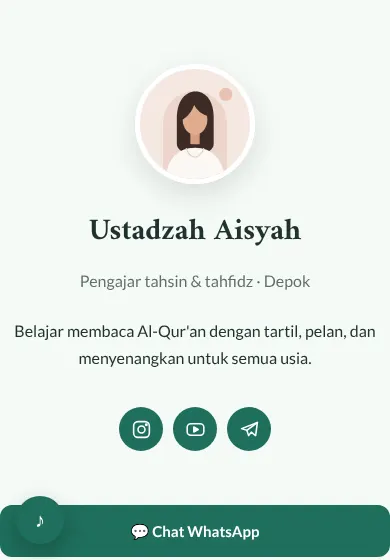 Contoh tampilan template Ustadzah Aisyah