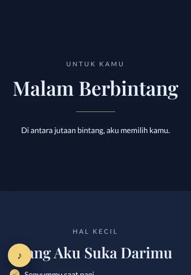 Contoh tampilan template Malam Berbintang