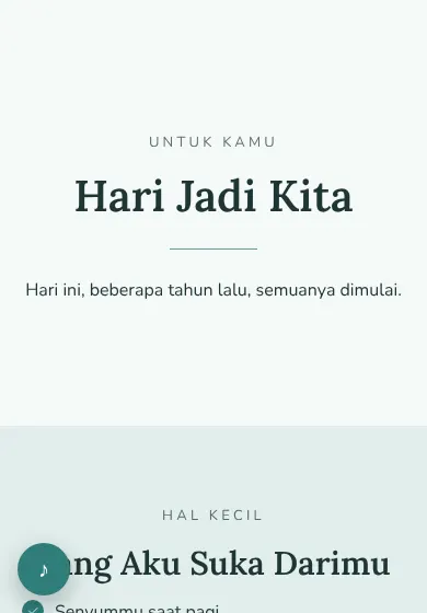 Contoh tampilan template Hari Jadi Kita