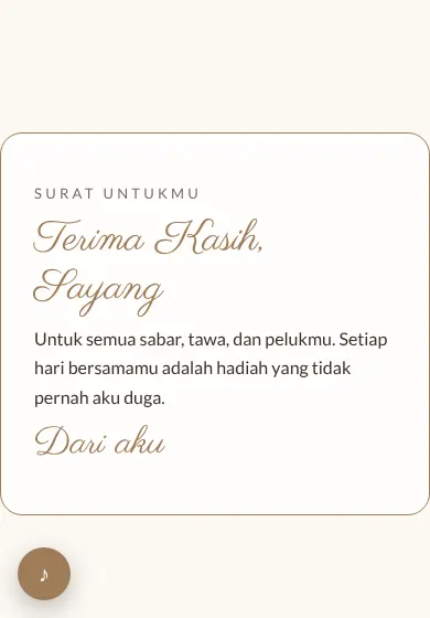 Contoh tampilan template Terima Kasih, Sayang