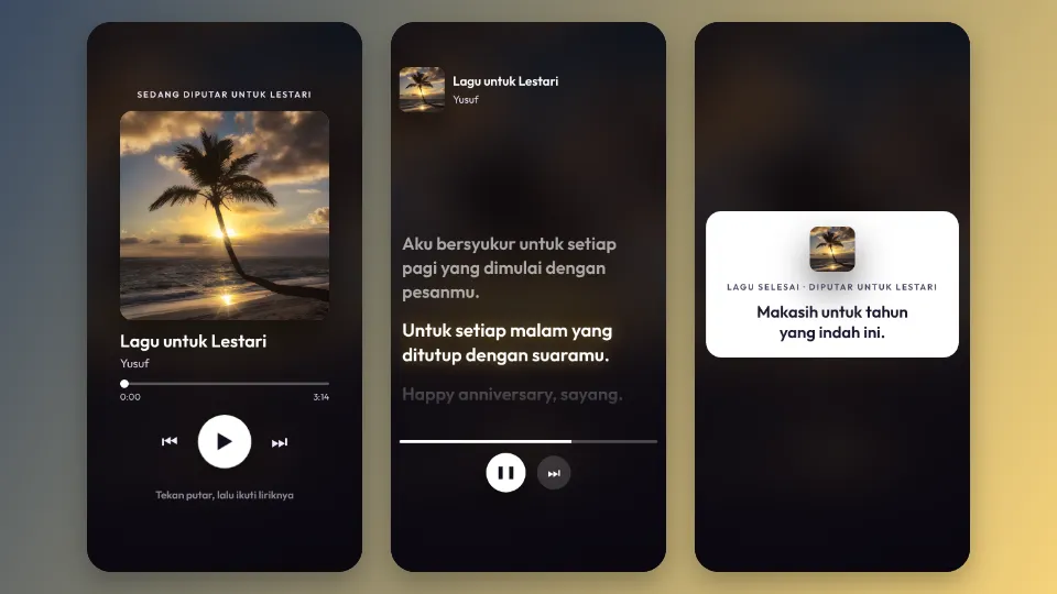 Contoh tampilan template Lagu & Lirik