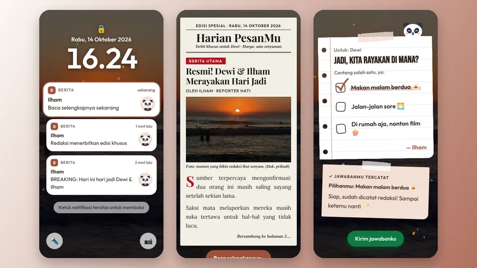 Contoh tampilan template Koran Edisi Hari Jadi