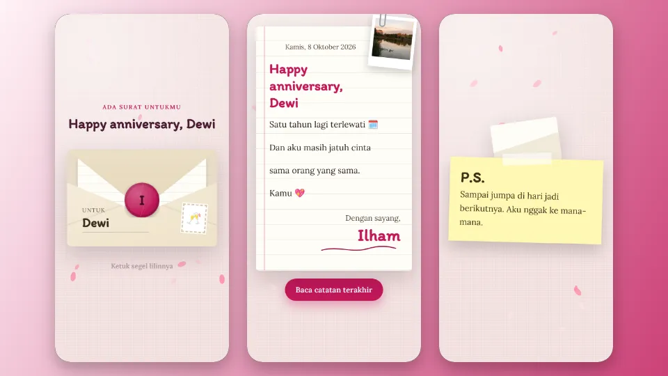 Contoh tampilan template Surat Beramplop