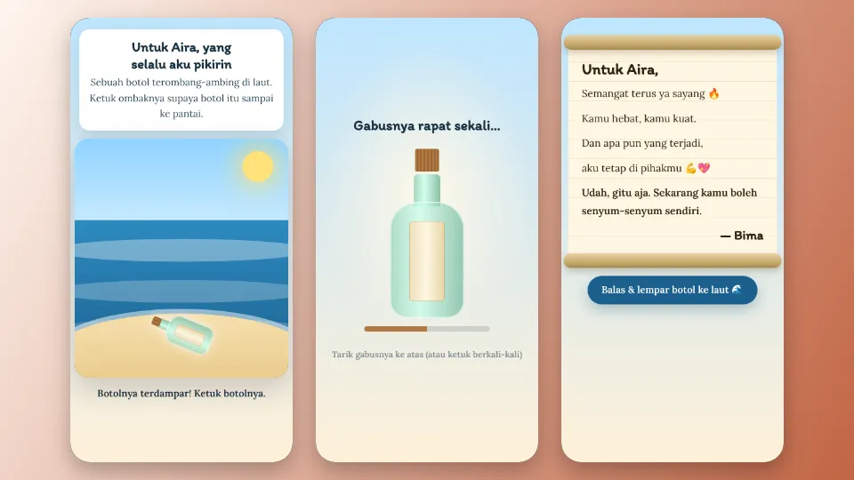 Contoh tampilan template Pesan dalam Botol