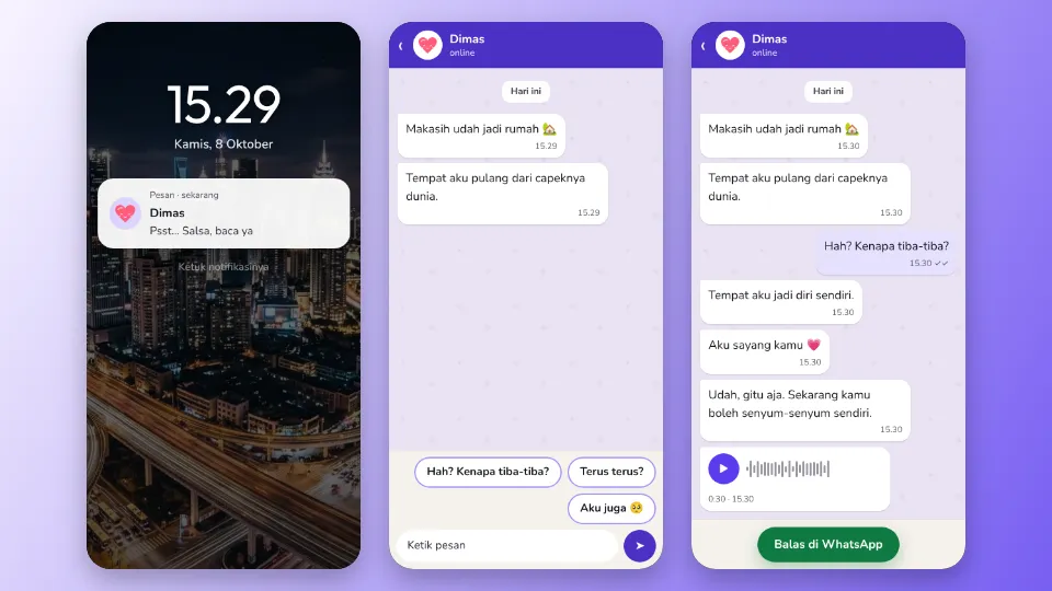 Contoh tampilan template Obrolan Chat