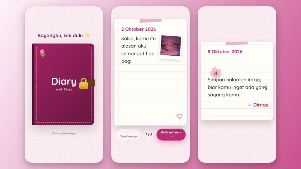 Contoh tampilan template Buku Harian
