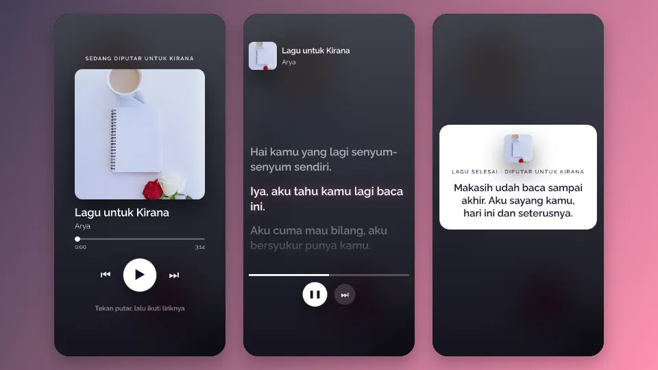 Contoh tampilan template Lagu & Lirik