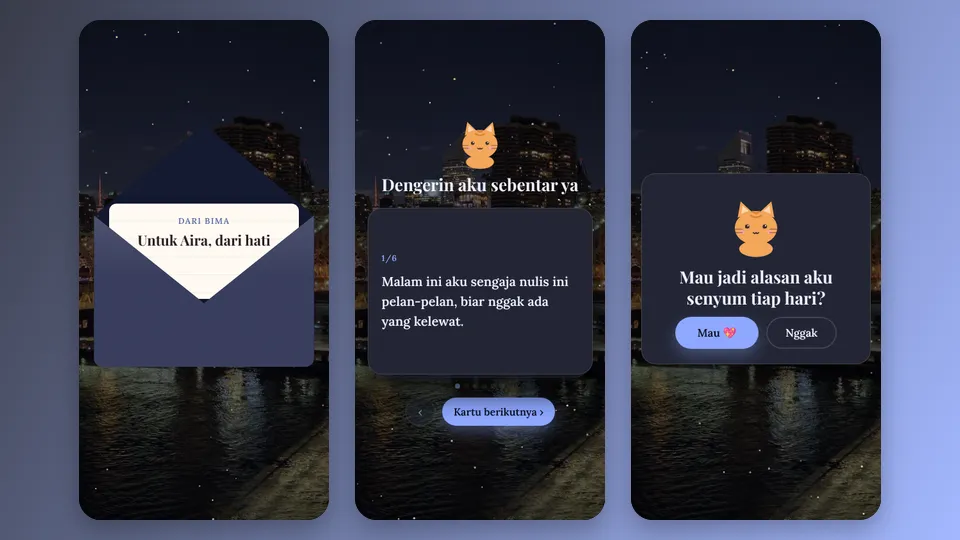 Contoh tampilan template Malam Berbintang