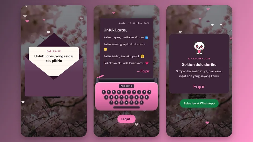 Contoh tampilan template Note For You