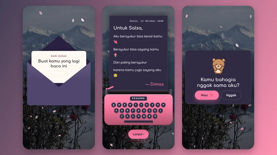 Contoh tampilan template Ungkapkan Rasa