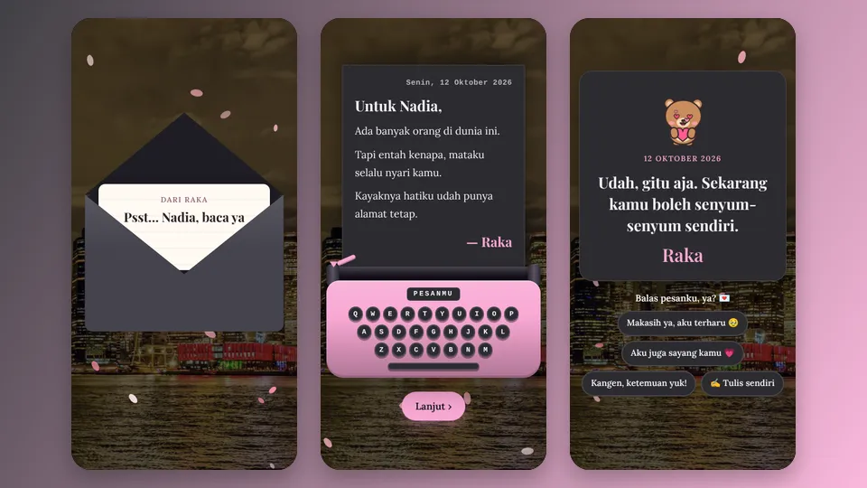 Contoh tampilan template Pesan Buatmu