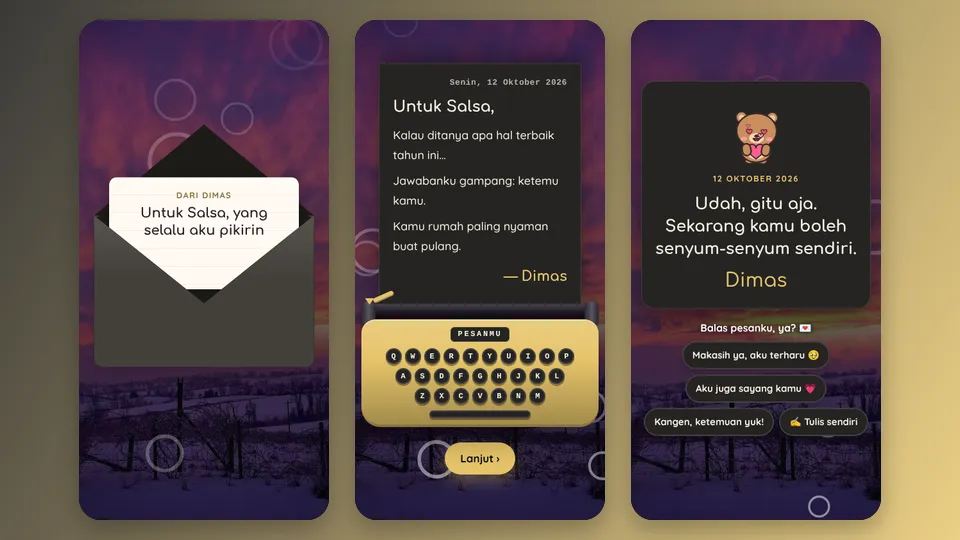 Contoh tampilan template Pesan Buatmu 2
