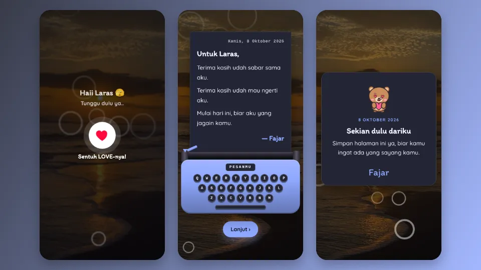 Contoh tampilan template For Pacarku