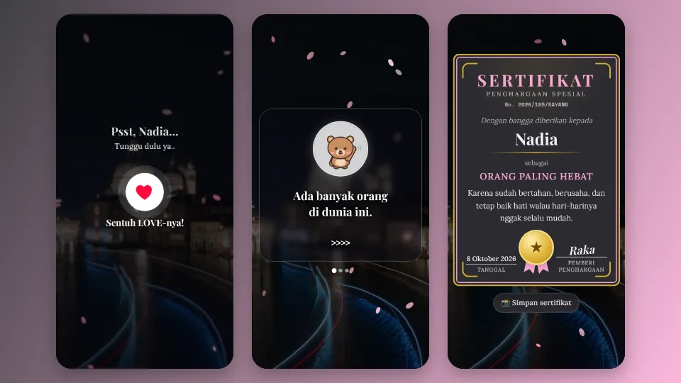Contoh tampilan template Hanya Buatmu