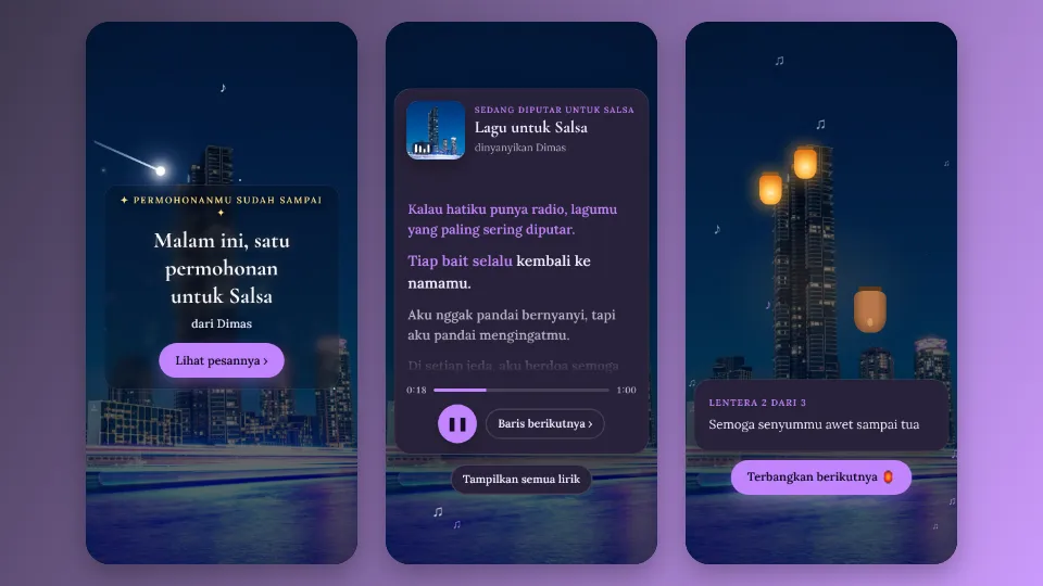 Contoh tampilan template Lagu Tengah Malam