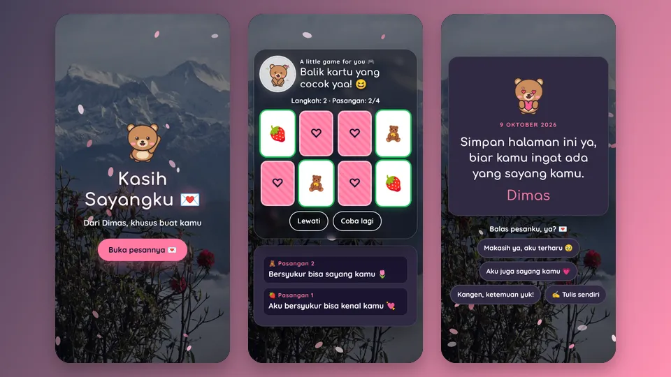 Contoh tampilan template Kasih Sayangku