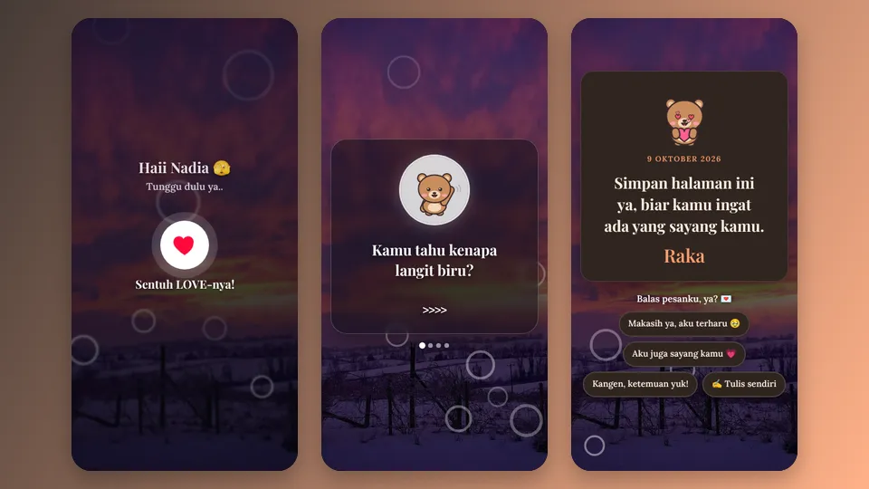 Contoh tampilan template Aku Ada Pesan