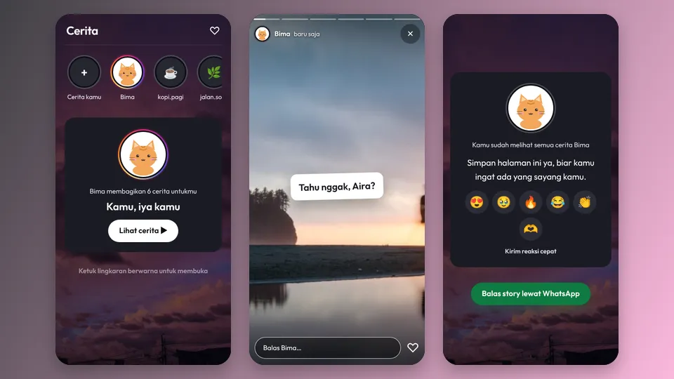 Contoh tampilan template Story Instagram