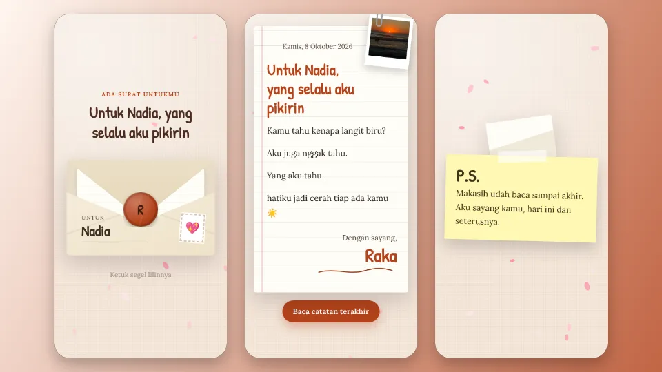 Contoh tampilan template Surat Beramplop