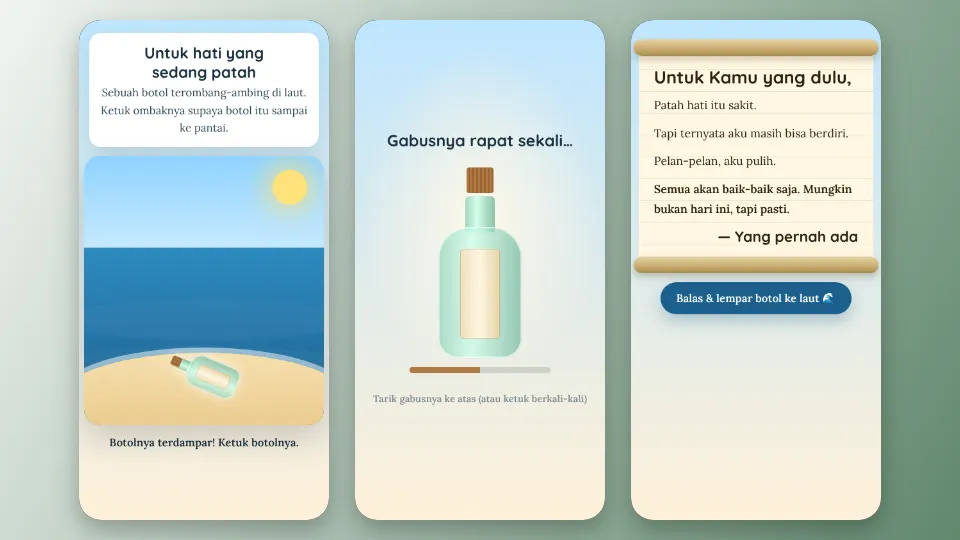 Contoh tampilan template Pesan dalam Botol