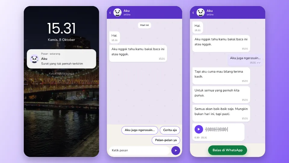 Contoh tampilan template Obrolan Chat