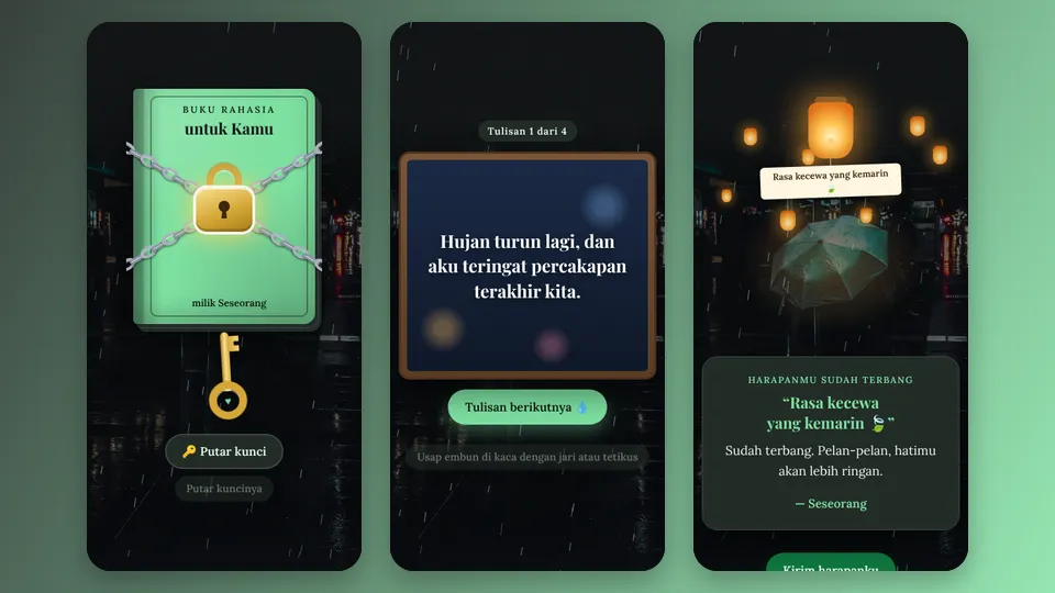 Contoh tampilan template Hujan di Jendela Kamar