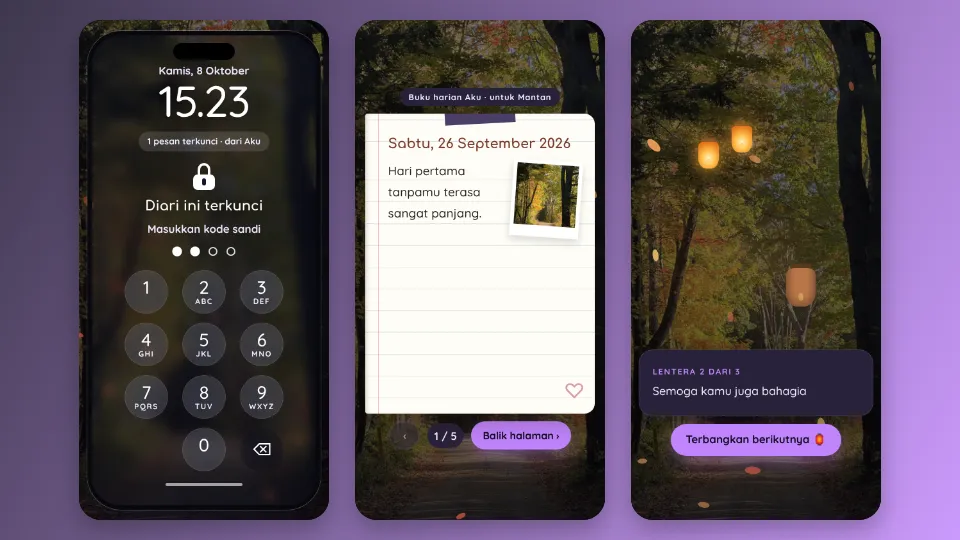 Contoh tampilan template Diari Patah Hati
