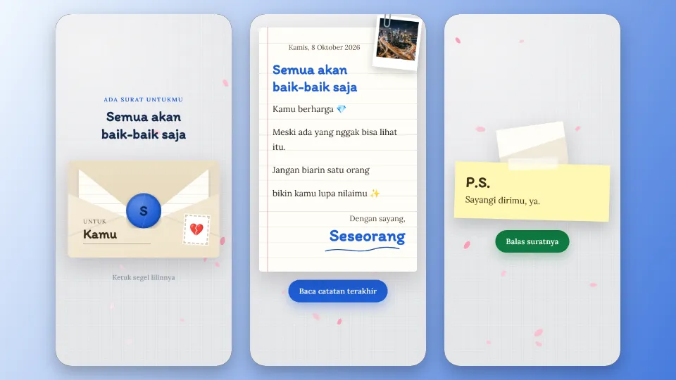 Contoh tampilan template Surat Beramplop