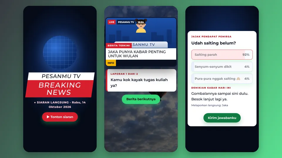 Contoh tampilan template Siaran Berita