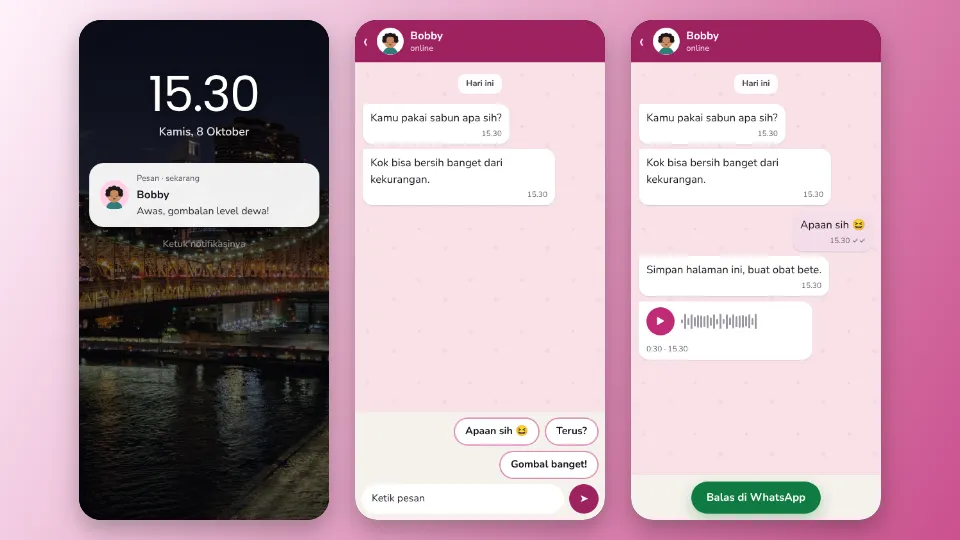 Contoh tampilan template Obrolan Chat