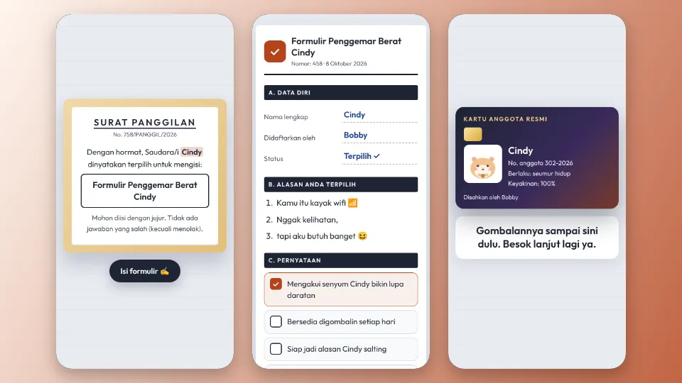 Contoh tampilan template Formulir Pendaftaran