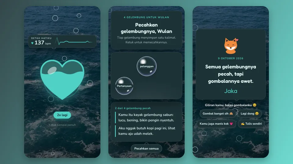 Contoh tampilan template Gelembung Gombalan