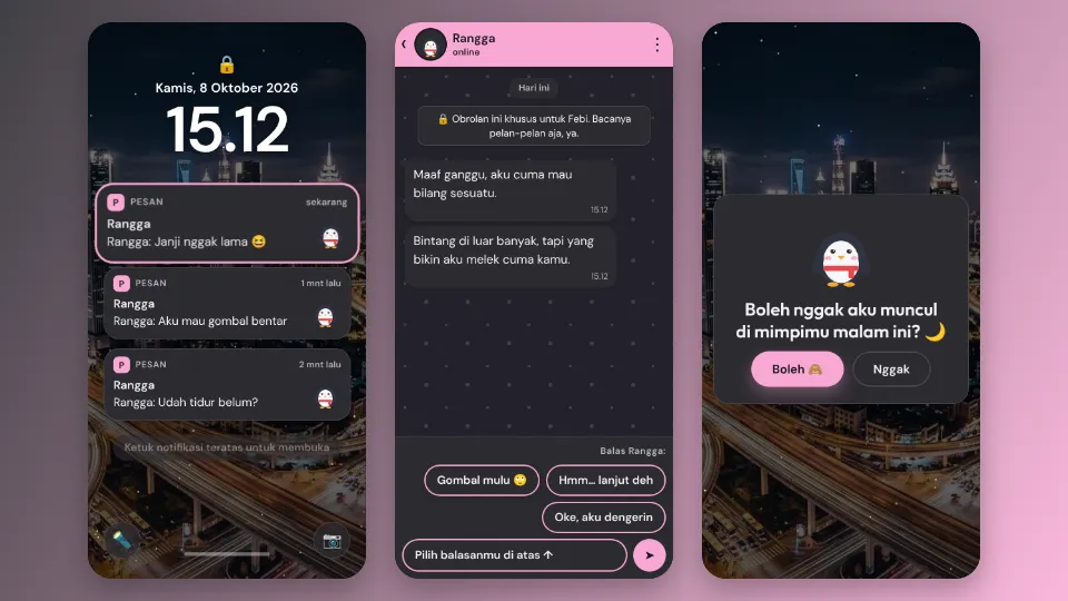 Contoh tampilan template Gombalan Tengah Malam