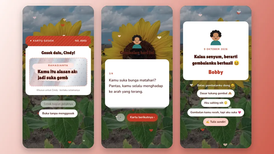 Contoh tampilan template Gosok Gombal Berhadiah