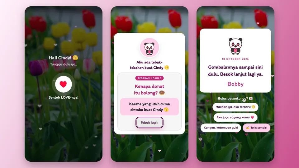 Contoh tampilan template Tebak-tebakan Gombal