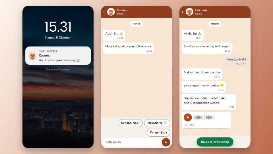 Contoh tampilan template Obrolan Chat
