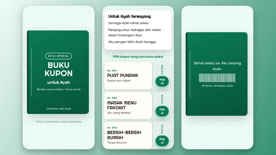 Contoh tampilan template Buku Kupon